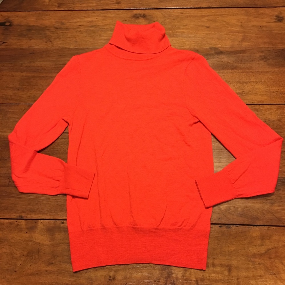 J Crew merino wool turtleneck sweater NWOT orange